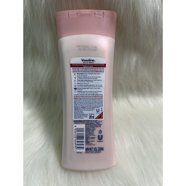 Sữa dưỡng thể Vaseline Healthy White Pềct 200ml