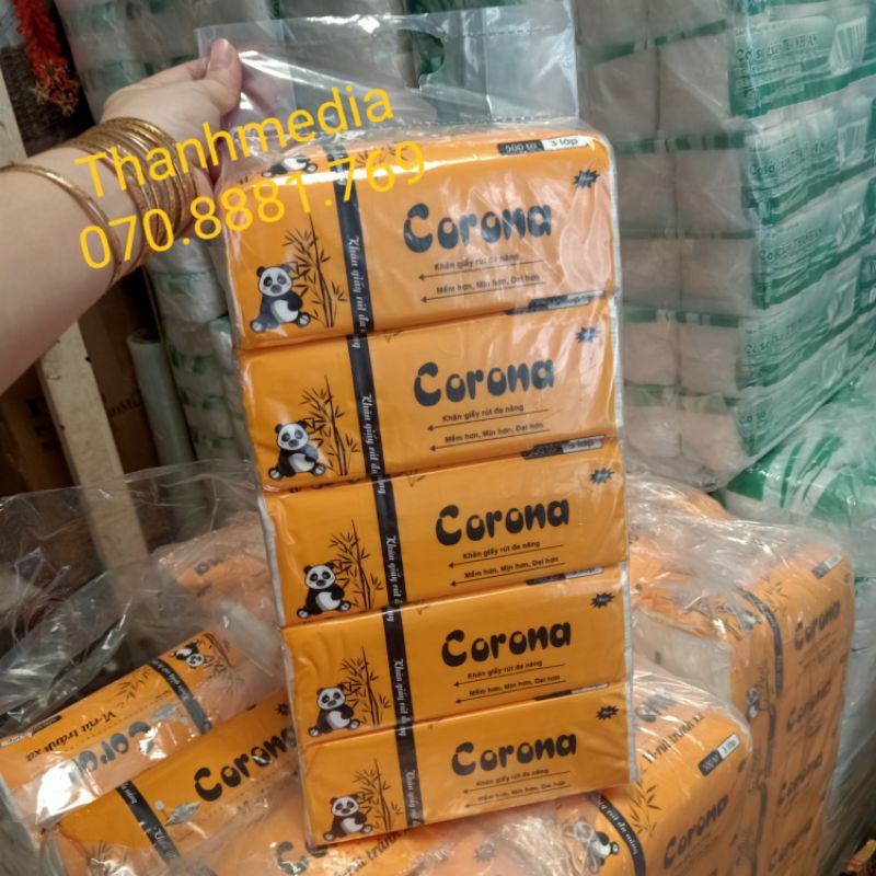 (CHÍNH HÃNG) Giấy rút Corona 500 tờ/ gói siêu nhiều sạch trắng mịn - Giá 1 gói lẽ