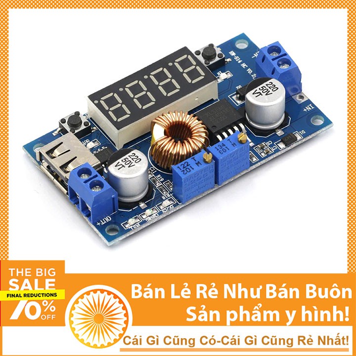 Module Hạ Áp 5A XL4015 Led Hiển Thị Có Hiến Thị Điện Áp Và Đầu Ra Usb