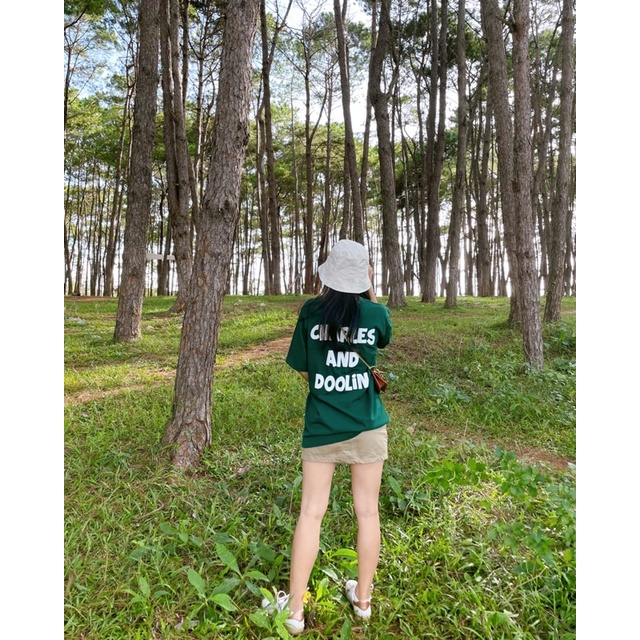 Elmer Signature - Áo thun in nổi 3D màu xanh lá 100% cotton 2 chiều