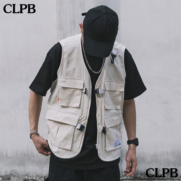 Áo Khoác Cotton Không Tay Dáng Rộng Nhiều Túi Phong Cách Retro Nhật Bản Thời Trang Mùa Hè Dành Cho Nam S7R9