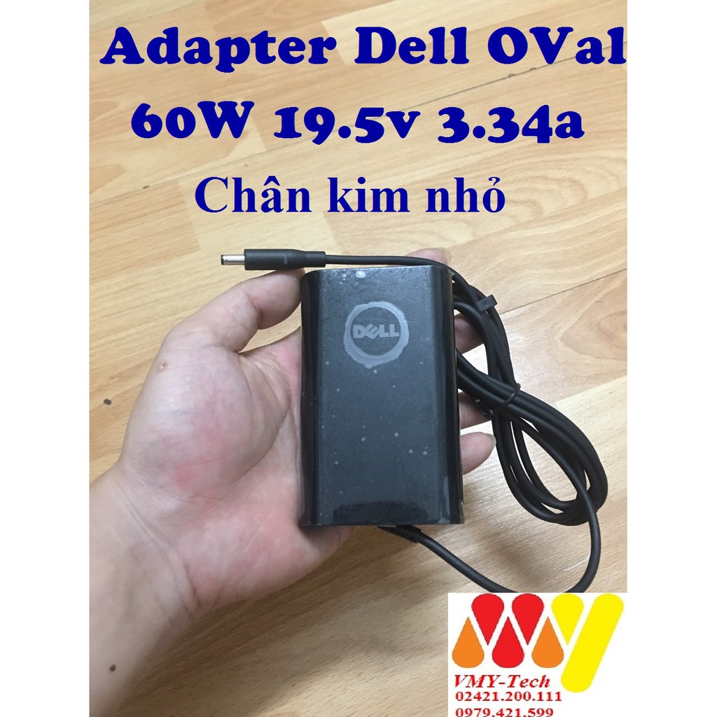 Sạc Laptop Dell Oval - 65W - 19.5v 3.34a - Đầu kim nhỏ - Kèm dây nguồn