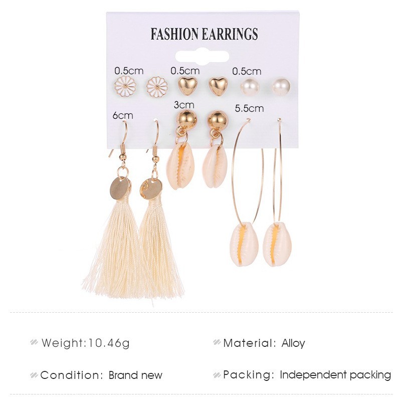 Heart-shaped Pearl Earring Six-Piece Earrings