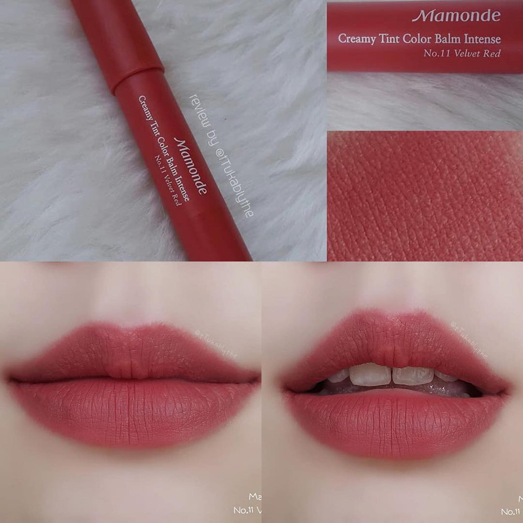 Son lỳ mamonde creamy tint color balm intense HSD 11.2020