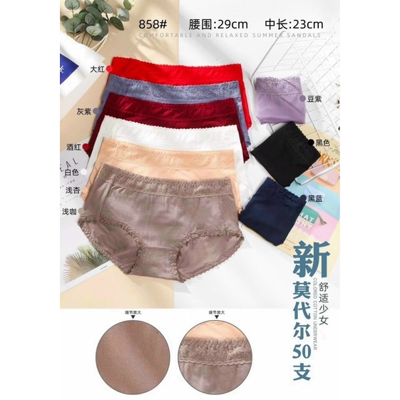 COMBO 10 QUẦN LÓT COTTON CO DÃN 4 CHIỀU PHA REN 858 cho chị em từ 48-58kg (Ảnh thật)