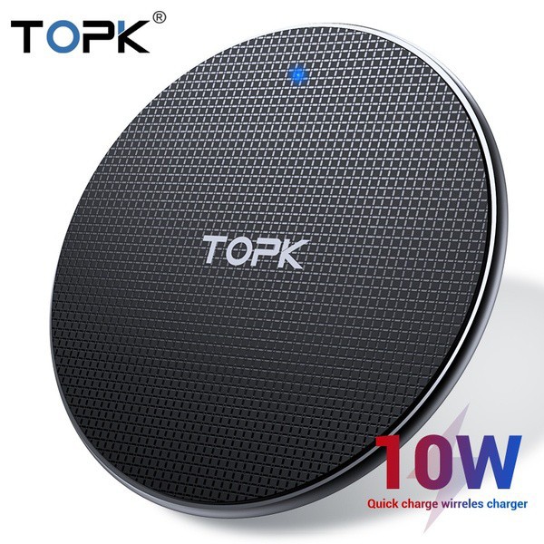 [SIÊU HOT][SIÊU RẺ]Sạc không dây cao cấp TOPK B01W 10W Qi Fast Wireless Charging Pad LED for iPhone, Samsung Galaxy