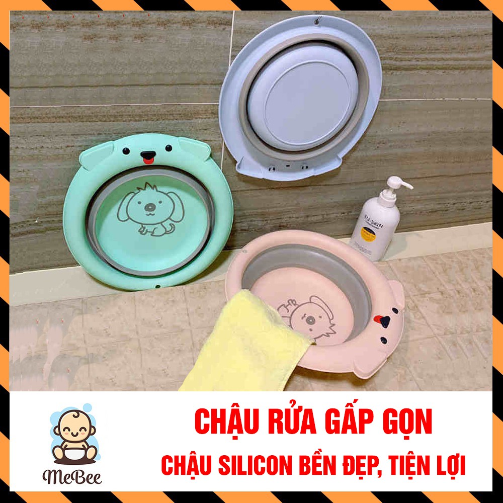 Chậu rửa mặt silicon gấp gọn đa năng cho bé (33x33x8cm)