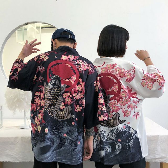 Haori NHật Bản, áo khoác cá chép hoa anh đào