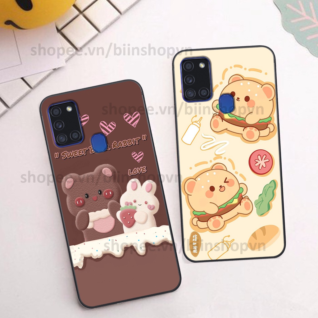 Ốp Samsung A21s in hình gấu chocolate kẹo ngọt siêu đẹp siêu xinh