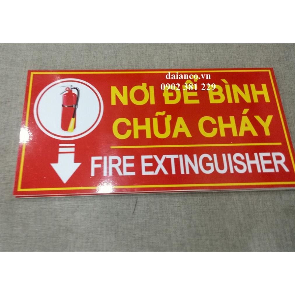 Biển báo nơi để bình chữa cháy decal dán Fomex 20 x 40cm