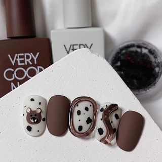 Nailbox móng giả thiết kế style hàn quốc hoạ tiết gấu nâu