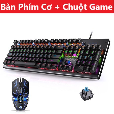 Bộ Bàn Phím Cơ H650 Và Chuột Gaming V8 Led Đổi Màu, Phím Có 10 Chế Độ Led Đặc Biệt Gõ Siêu Thích