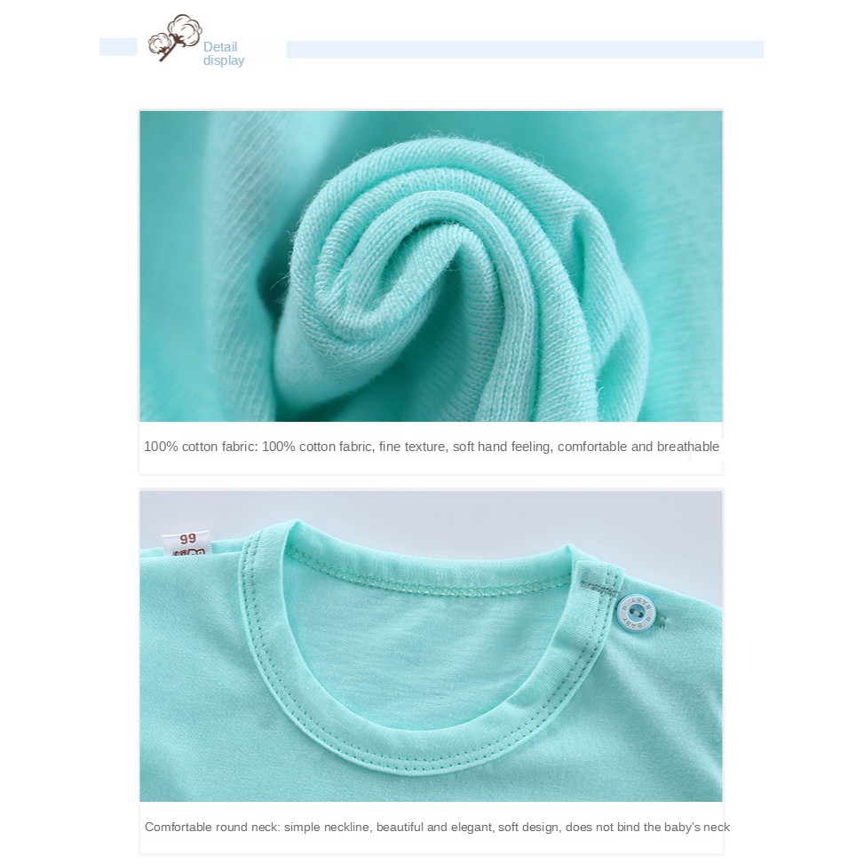 Bộ áo liền quần tay ngắn chất liệu cotton in họa tiết hoạt hình cho bé sơ sinh 0-24 tháng tuổi