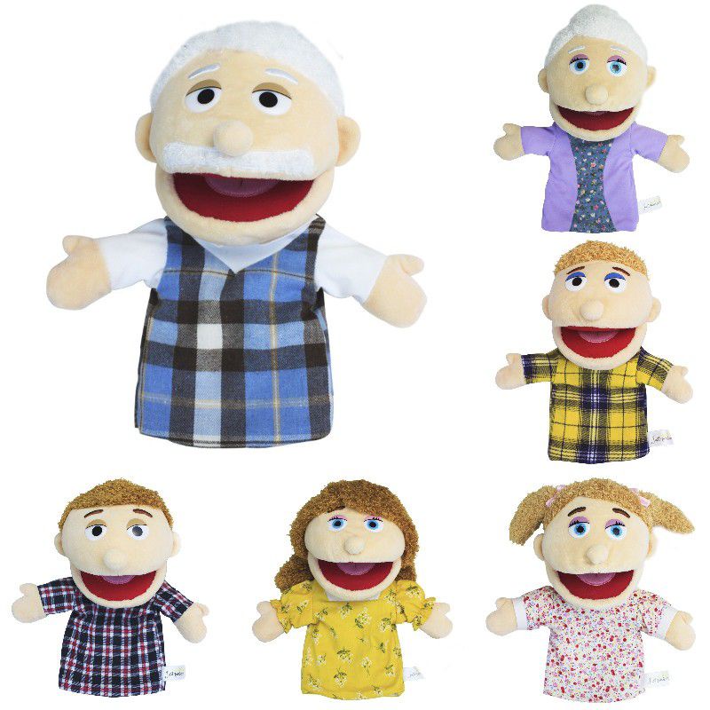 30cm family open mouth glove puppets kindergarten show mom ventriloquist tell story muppet Role play handdoll boy girl gifts toy