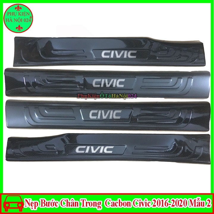 Nẹp Bước Chân Trong Ngoài Cacbon Cho Xe Civic 2016-2020 Mẫu 2