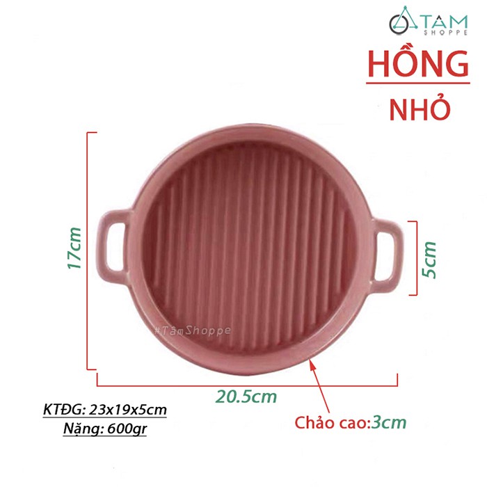 Chảo gốm sứ cao cấp tròn 2 quai cầm trơn màu Nordic Style