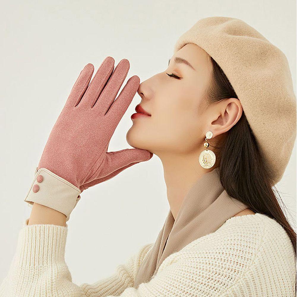 Găng Tay Hở Ngón Giữ Ấm Mùa Đông Màu Trơn Đơn Giản Dành Cho Nữ