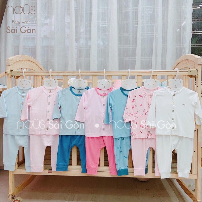 Đồ bộ dài tay Nous cài thẳng cho bé sơ sinh từ 0 - 12 tháng tuổi - Lạc Lạc Kids