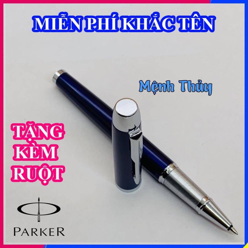 [TẶNG KÈM RUỘT BÚT] Bút Parker IM Blue cài trắng - Ngòi dạ bi, 0.5 mm, mực mịn, viết đều ở mọi góc nghiêng