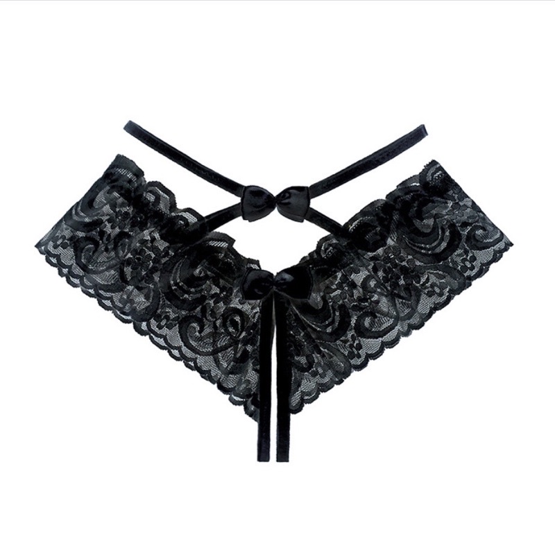 Quần lót ren xẻ đáy đính nơ sexy quyến rũ - có che tên sản phẩm