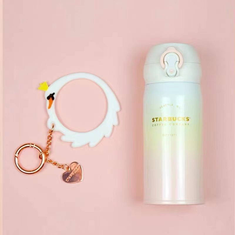 Ly starbucks giữ nhiệt 350ml Mặt dây chuyền tình yêu Hộp quà tặng chai nước đồng thương hiệu cho trẻ em