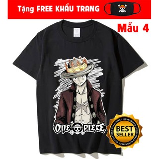 BST áo thun in hình One Piece màu đen cực ngầu giá siêu rẻ tặng kèm bịt mặt