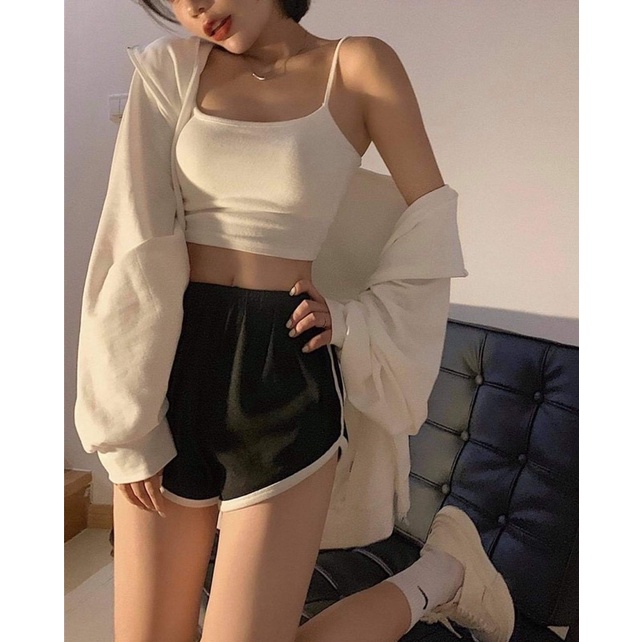 Set đồ 🌸 Set 3 món hoodie và áo hai dây và quần PHULA tay phồng form rộng chất nỉ tàu dành cho nữ có dây kéo Ulzzang