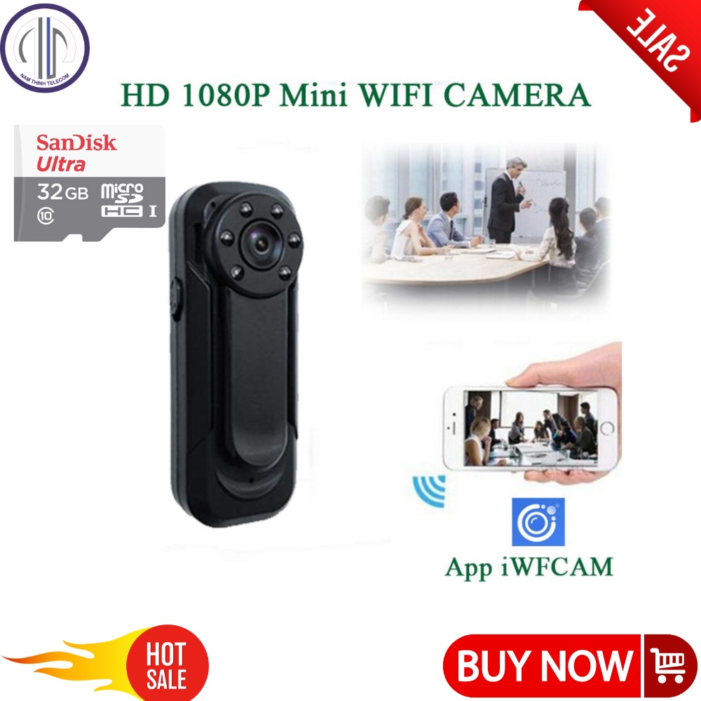 Camera mini wifi siêu nhỏ hồng ngoại ban đêm kết nối điện thoại FullHD 1080p