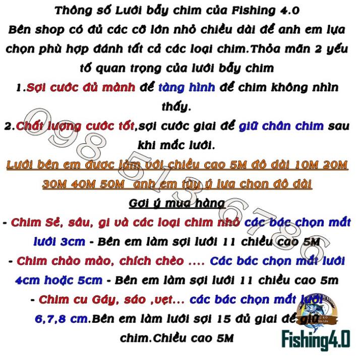 Lưới bẫy chim, lưới tàng hình bẫy chim khuyên sẻ gi cu gáy chào mào các loại 10m 20m 30m 40m 50m