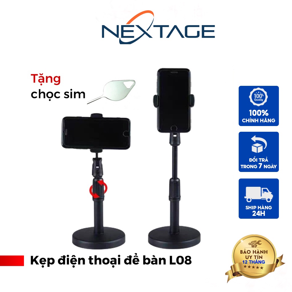 Kẹp Điện Thoại Để Bàn Stands L08 Xoay 360 Độ - Chính Hãng NEXTAGE