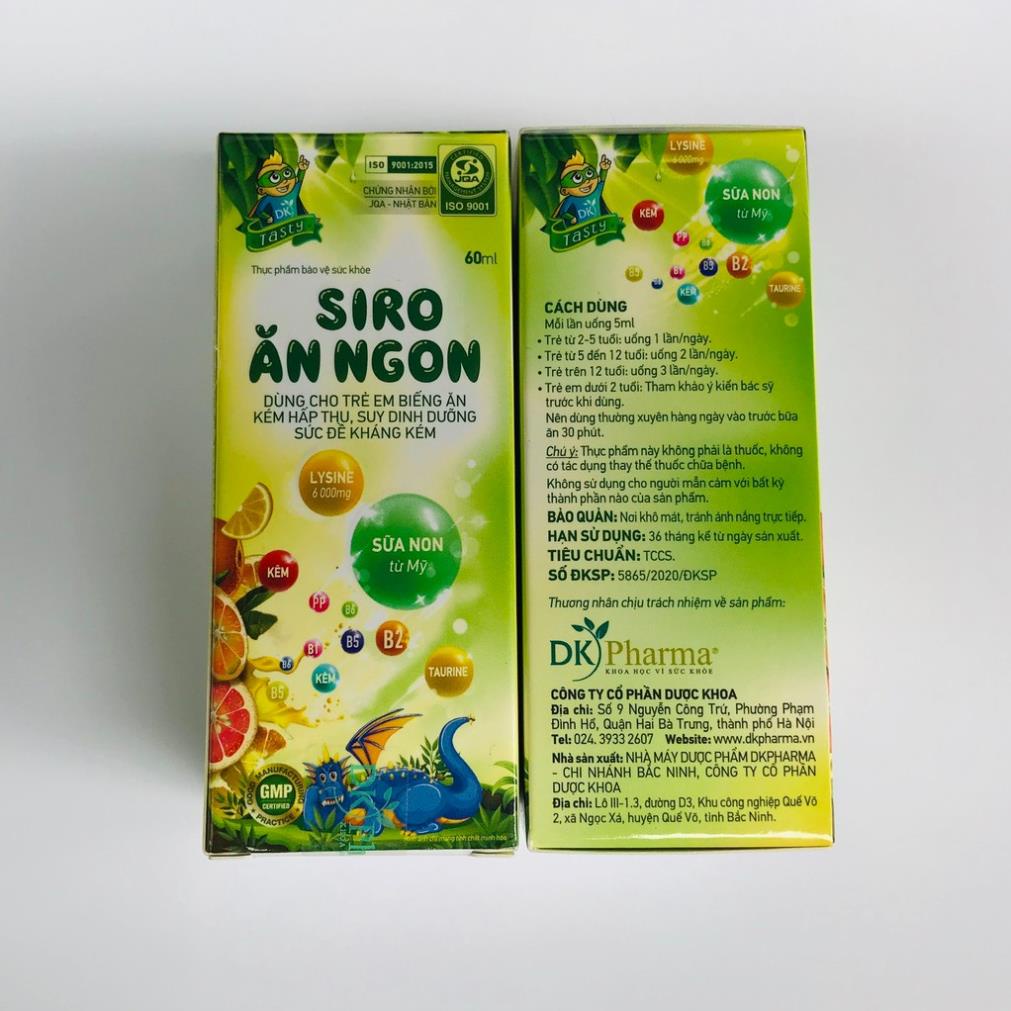 SIRO ĂN NGON – Dùng cho trẻ biếng ăn, kém hấp thu, suy dinh dưỡng, sức đề kháng kém, hỗ trợ bổ sung lysine, kẽm, vitamin