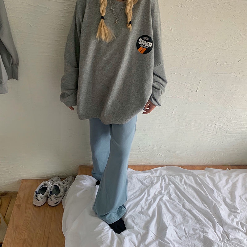 Áo Sweater Tay Dài Dáng Rộng In Họa Tiết Xinh Xắn Thời Trang Cho Nữ