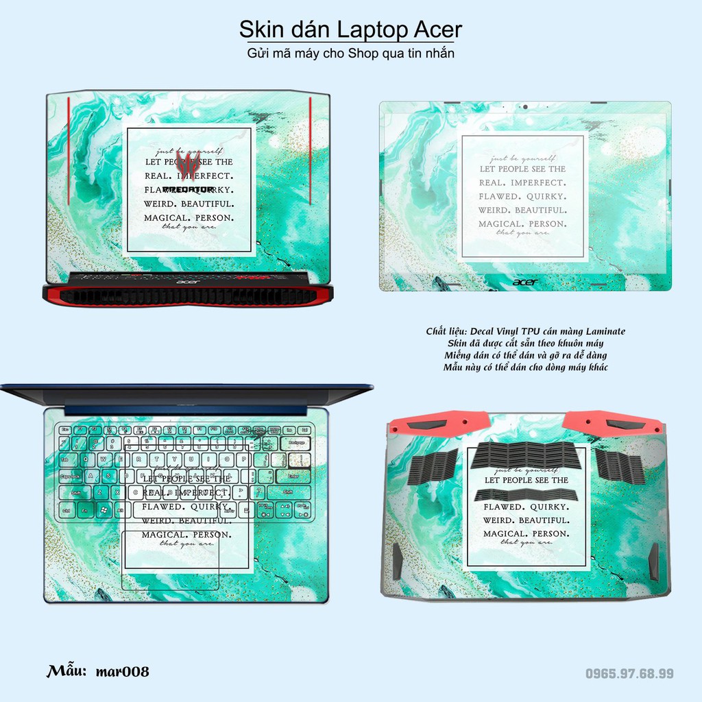 Skin dán Laptop Acer in hình vân Marble nhiều mẫu 2 (inbox mã máy cho Shop)