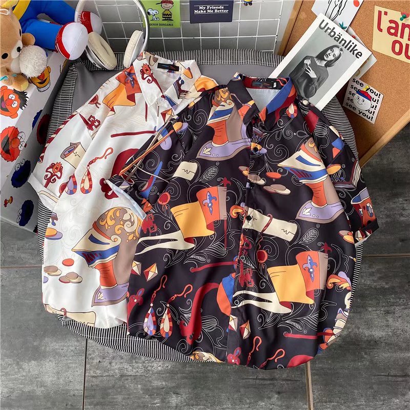 Áo sơ mi nam tay ngắn dáng rộng phong cách Hàn Quốc thời trang size M-3XL