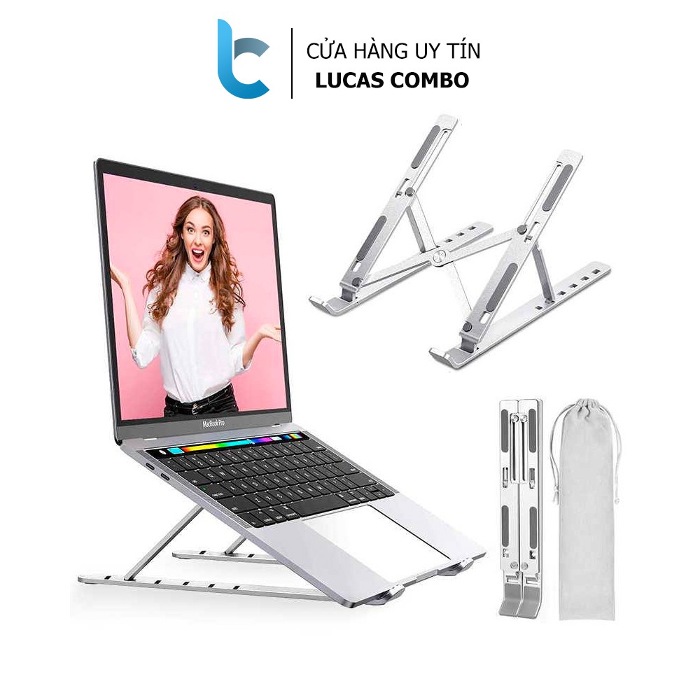 Stand/Đế Nhôm Tản Nhiệt Dành Cho Macbook, Laptop Có Thể Gấp Gọn Và Điều Chỉnh 6 Nấc Độ Cao Lucas