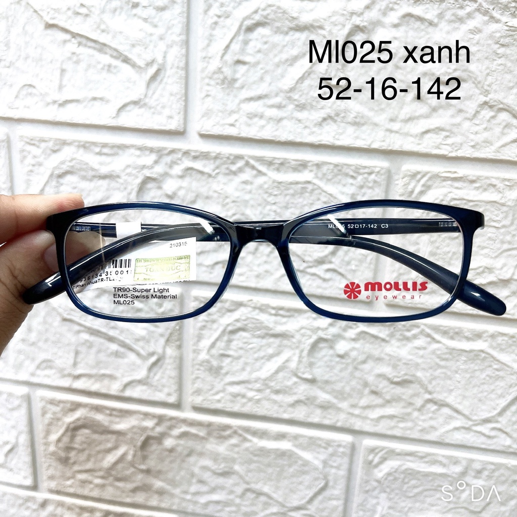 Gọng kính nhựa dẻo Hàn Quốc chính hãng Mollis ML025 đen