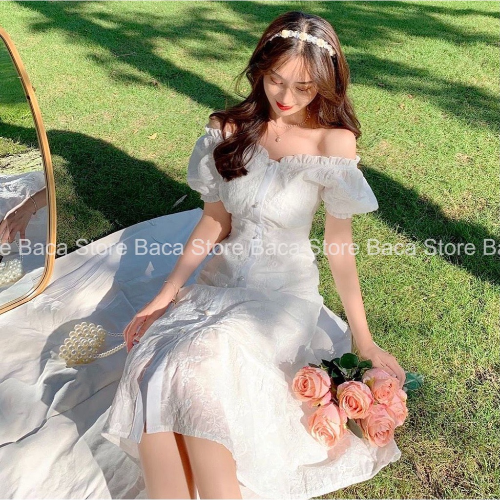 [Baca Store] Váy trễ vai dáng dài, váy xòe đuôi cá chất liệu vải cao cấp | BigBuy360 - bigbuy360.vn