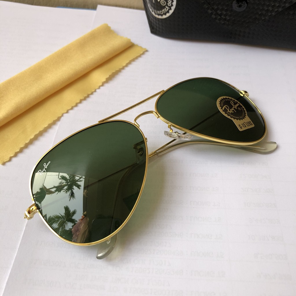 kính râm thời trang Kính nam Rayban màu Rêu gọng vàng