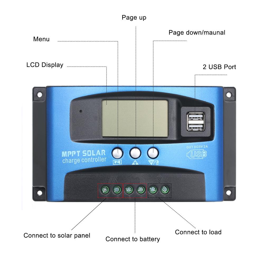 Bộ điều khiển sạc pin năng lượng mặt trời công suất 60A MPPT sạc pin lithium- ắc quy axit chì