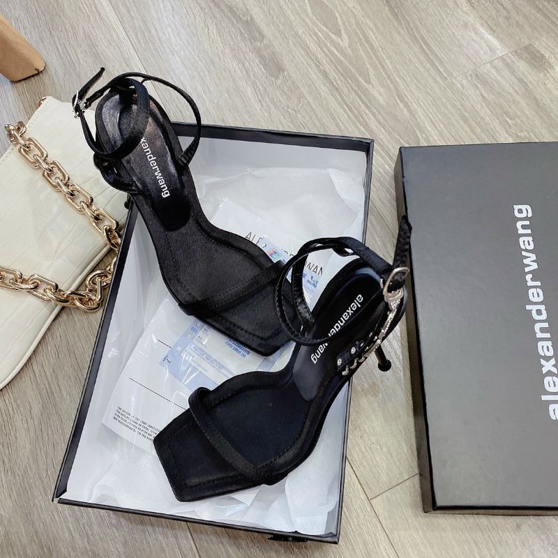 H(ẢNH THẬT) Sandal 9p Đá Alex Wang Lụa Mềm Êm Quai Mảnh Fullbox Bill Túi Cao Cấp