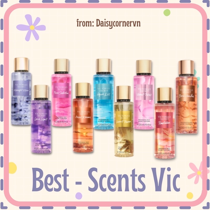 [🇺🇸 Bill Mỹ] Original - Xịt thơm Body Mist Victoria’s Secret - Amber Romance - Aqua Kiss - Pure Seduction - Love Spell