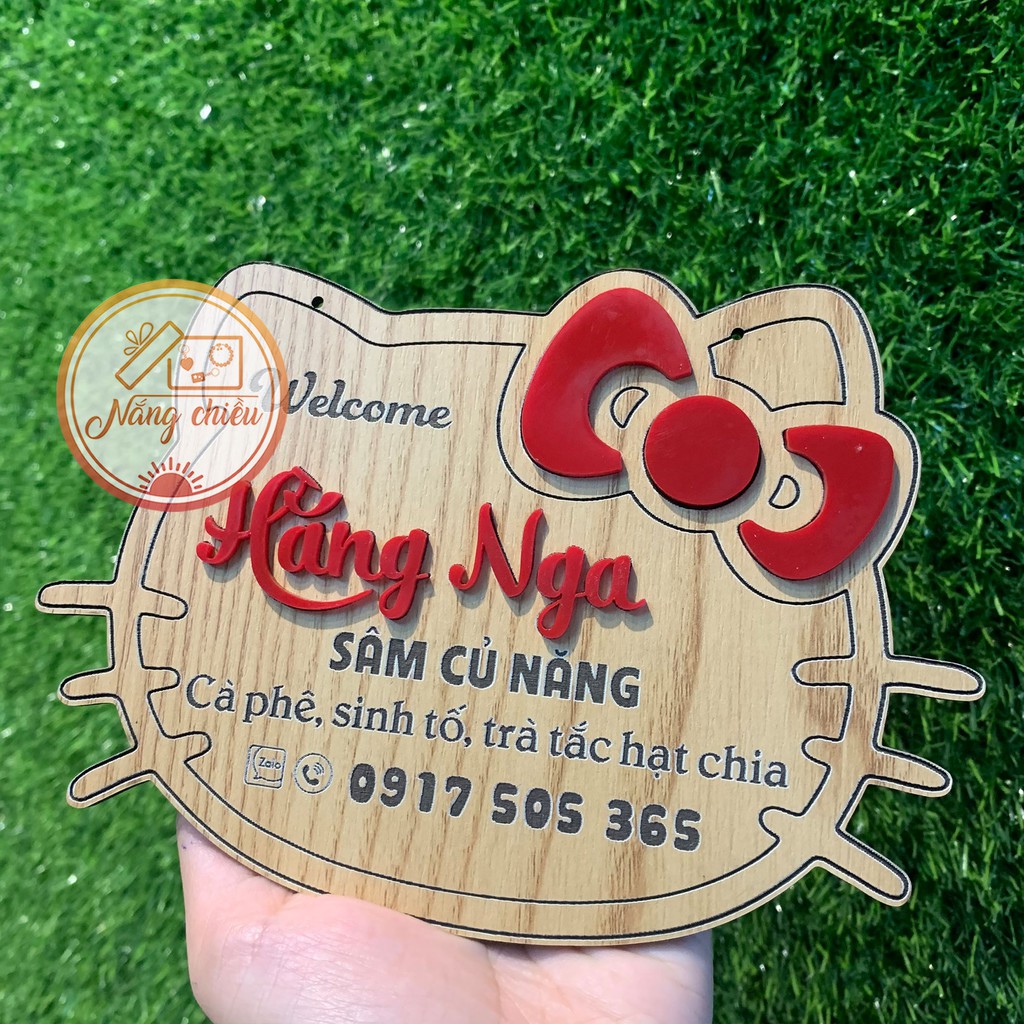 [BẢNG HIỆU GỖ TRANG TRÍ SHOP] Mẫu kitty xinh xắn - Thiết kế theo yêu cầu