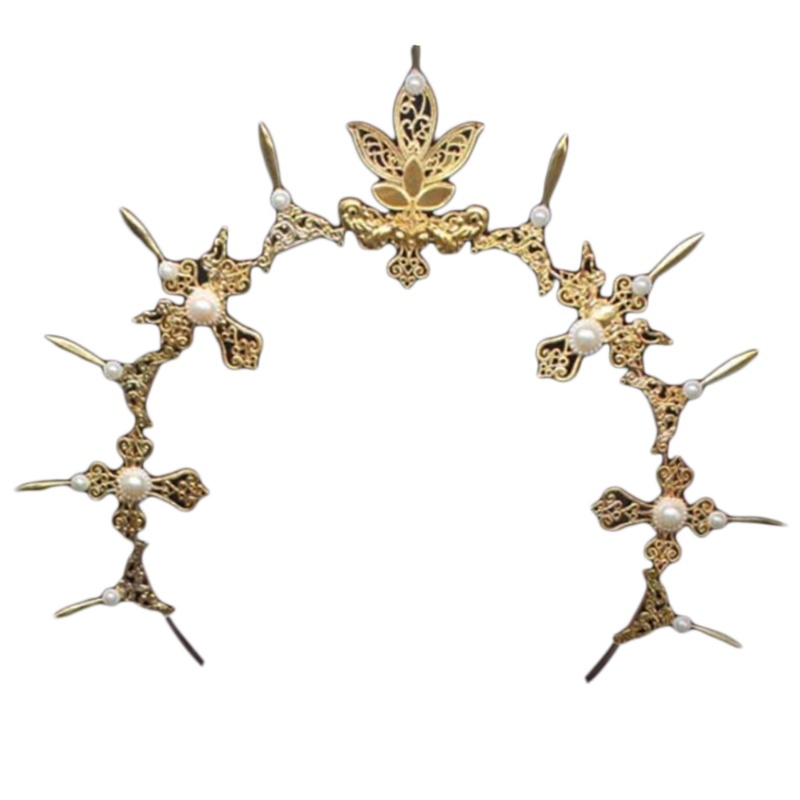 Vương Miện Đội Đầu Phong Cách Gothic Lolita Cổ Điển DIY Đóng Gói Hàng Hóa Trang Nữ Thần Mặt Trời Baroque Halo Pa