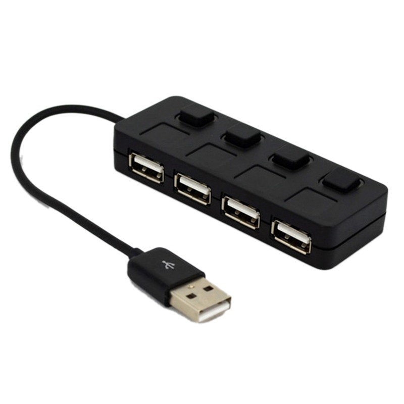 High Quality USB 2.0 HUB 4 Ports Expander Use Power Adapter Switch for PC Computer