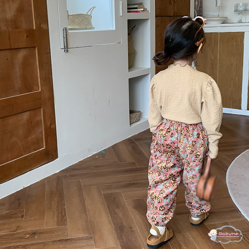 Áo Thun Tay Dài Nhún Bèo Đơn Giản Dễ Thương Dành Cho Bé Gái