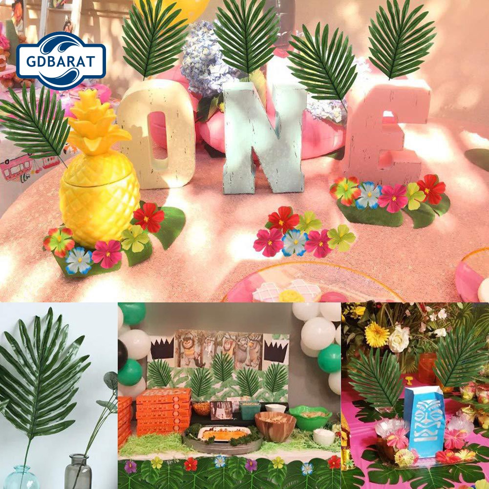 GD 24Pcs Indoor Tropical Leaves Plant Decor Artificial