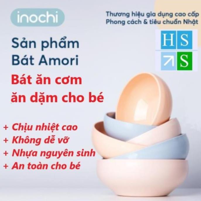 Bát tô chén nhựa Amori 415ml INOCHI dùng ăn cơm ăn dặm cho bé nhựa nguyên sinh chịu nhiệt kháng khuẩn Ag+