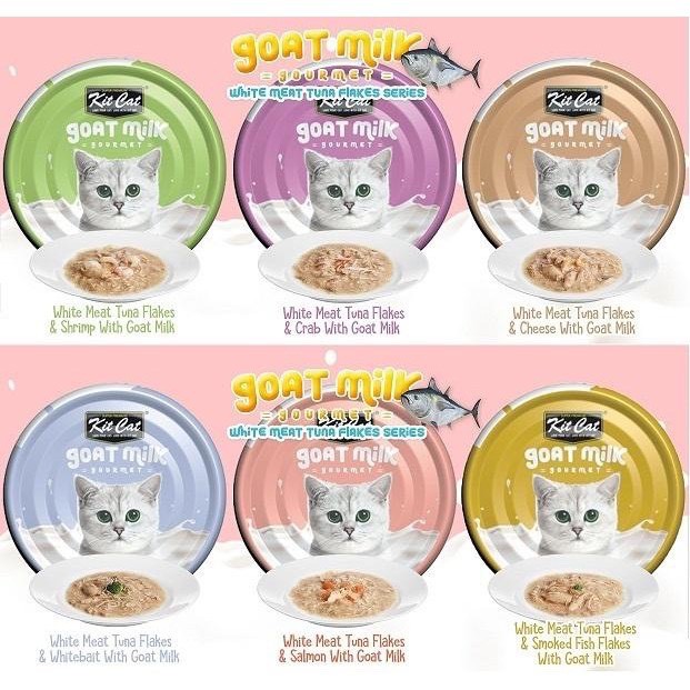 [SIÊU CAO CẤP] KIT CAT GOAT MILK - KITCAT PATE SỮA DÊ CÁ NGỪ VÀ GÀ CHO MÈO LON 70g