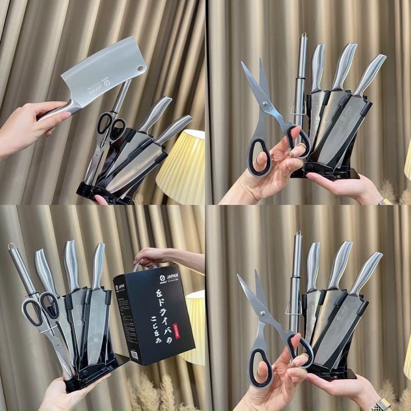 BỘ DAO NHẬT INOX KHÔNG GỈ 6 MÓN HÀNG CAO CẤP