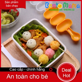 Khuôn lắc cơm bento 3 viên tạo hình tròn kèm thìa